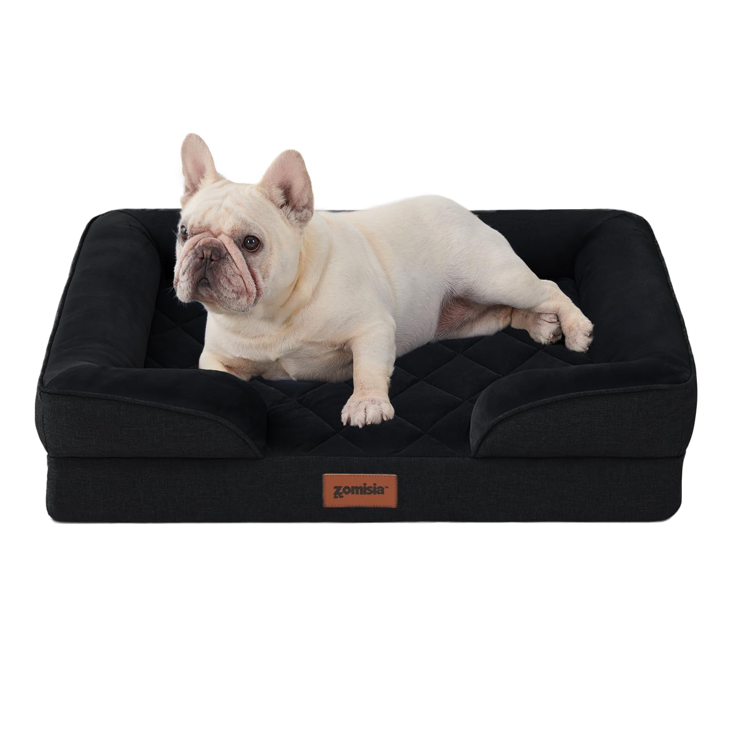 Zomisia Orthopedic Dog Bed For Medium Size Dogs, Washable Dog Beds With Bolsters, Memory Foam Pet Sofa With Removable Waterproof