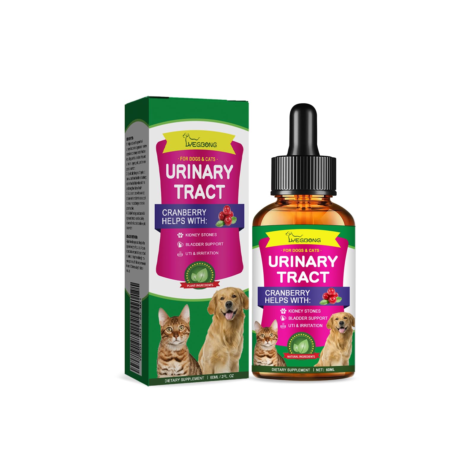 Cat & Dog Natural UTI Medicine, Cranberry Supplement for Dogs, Urinary Tract Infection Treatment Care Drops, Prevention Incontin