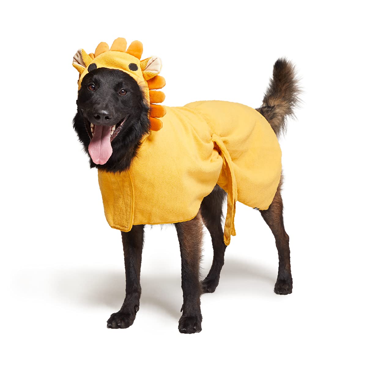 Barkbox Dog Bathrobe Towel - Lightweight, Super Cute Fast Drying Bathrobe For Dogs - Lion (Large)