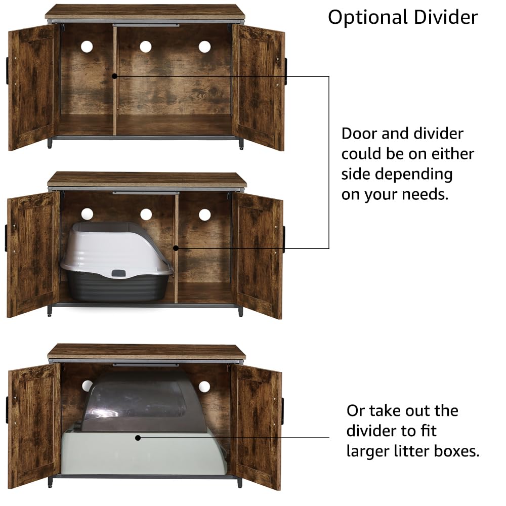 Unipaws Top Opening Cat Litter Box Enclosure, Friendly To Elderly People, Waist Or Keen Problem People, Xl Extra Large Cat Box Furniture, High Jumbo Automatic Litter Box Cover Hidden For Large Cat