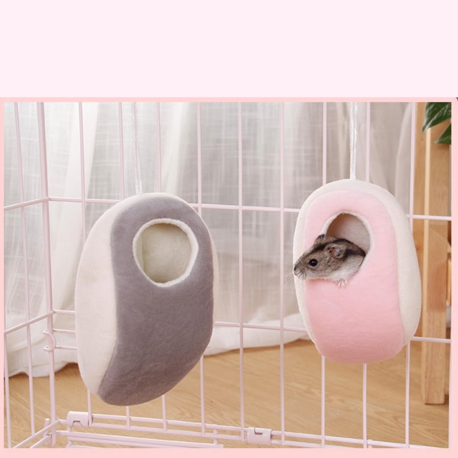 Ttmimik Hamster Bed Hideout Hamster House Cute Habitat Warm & Cozy Cage Hammock Set Small Pet Cage Hammock Small Pet Washable (P