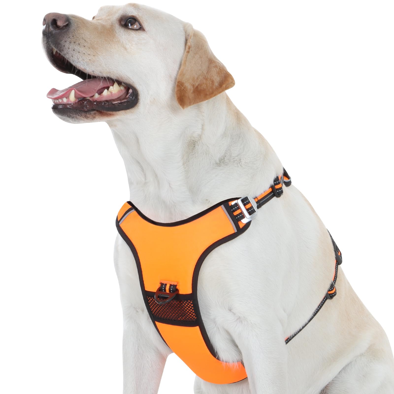 Ellichom No Pull Dog Harness With 3 Snap Buckles,No Choke Front Lead Pet Harness Reflective And Adjustable Soft Padded Vest For