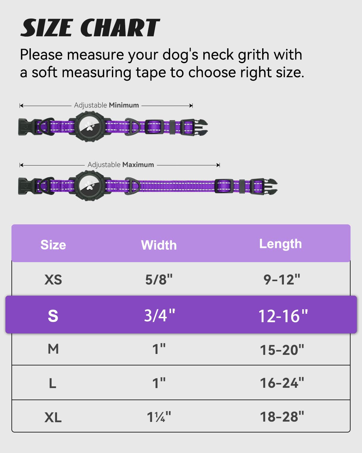 Joytale Airtag Dog Collar, Dual D-Rings, Reflective Pet Collar With Waterproof Airtag Holder, Soft Padded Adjustable For Small D