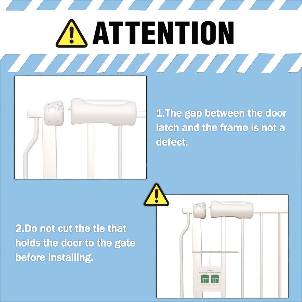 Allaibb Extra Wide Pressure Mount Baby Gate Auto Close White Metal Child Dog Pet Safety Gates With Walk Through For Stairs,Doorways,Kitchen And Living Room 24.02-81.80 In (43.31-48.03'/110-122Cm)