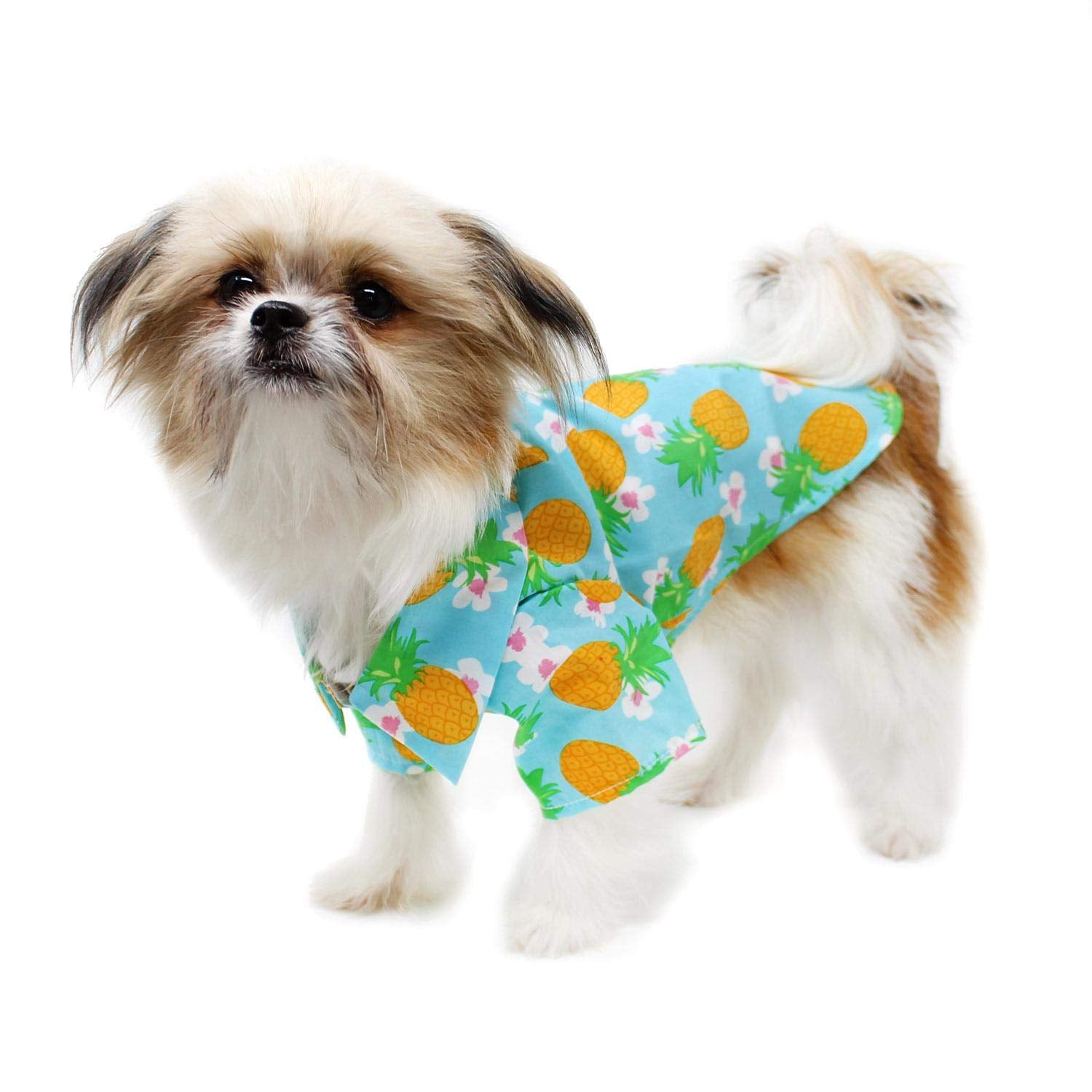 DOGGIE DESIGN Hawaiian Camp Shirt Pineapple Luau