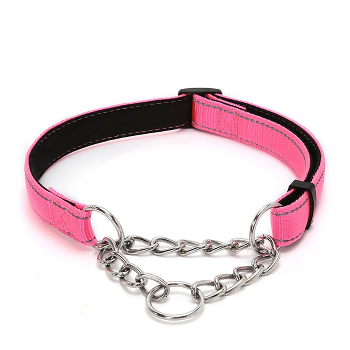 Pink Martingale Collar For Dogs, Reflective Nylon Dog Collar Adjustable Stainless Steel Chain Collar Female No Pull Pet Training Collar For Small Medium Large Dogs, Xl