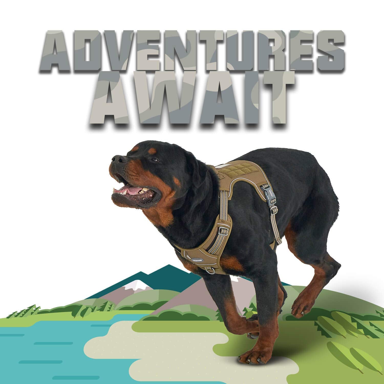 Auroth Tactical Dog Harness For Small Medium Dogs No Pull Adjustable Pet Harness Reflective K9 Working Training Easy Control Pet Vest Military Service Dog Harnesses Woodland Camo M