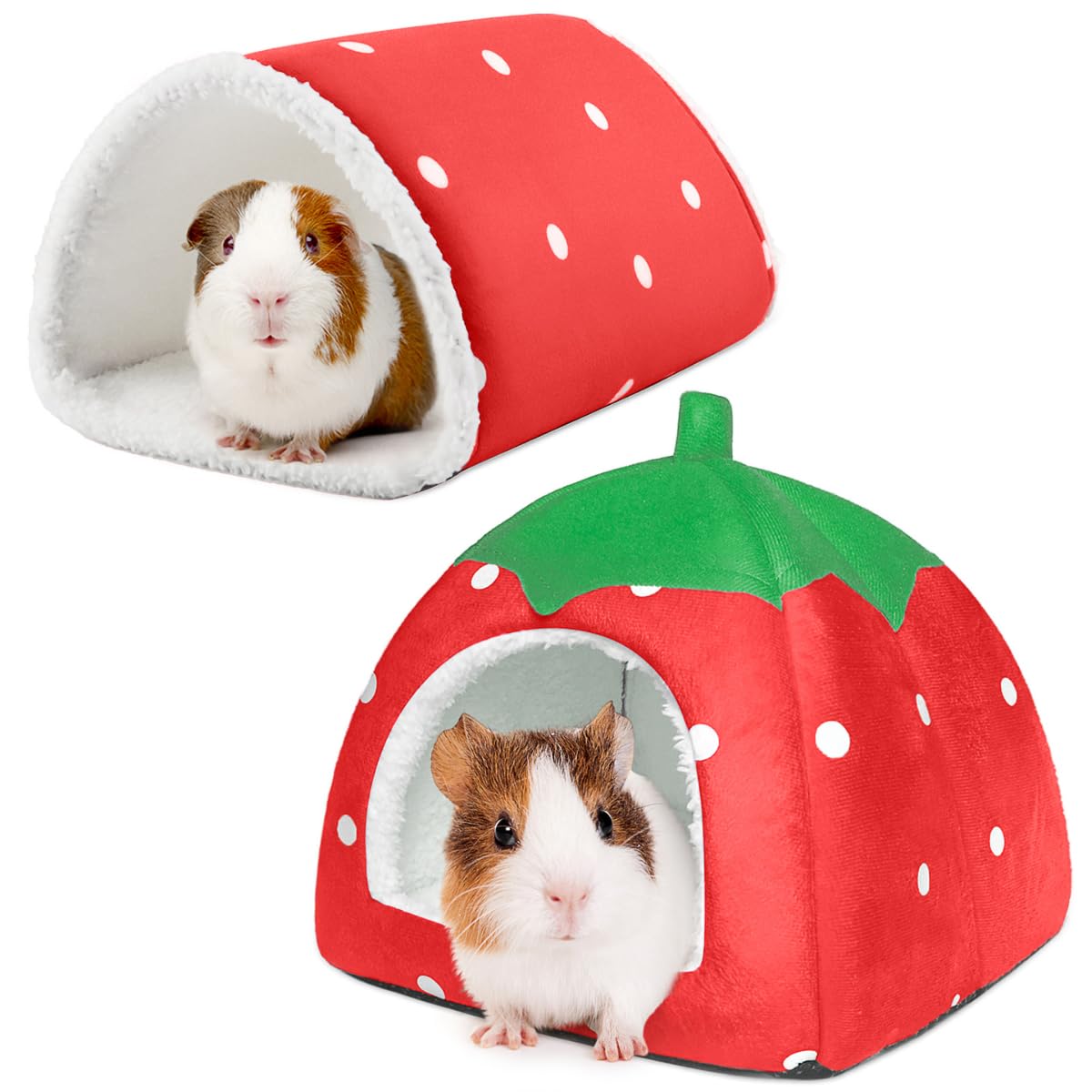 Tierecare Guinea Pig Hideout With Tunnel, Washable Chinchilla House Bed, Fleece Hideaway, Enrichment Toys, And Cage Accessories 