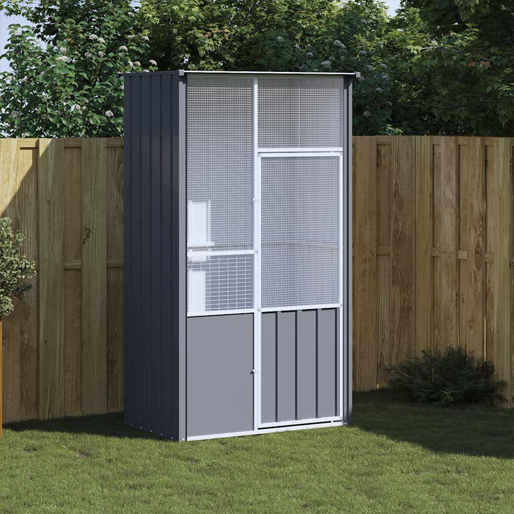 vidaXL Anthracite Galvanized Steel Bird Cage - Spacious and Secure Bird House with Welded Fence, Perfect for Various Small Animals