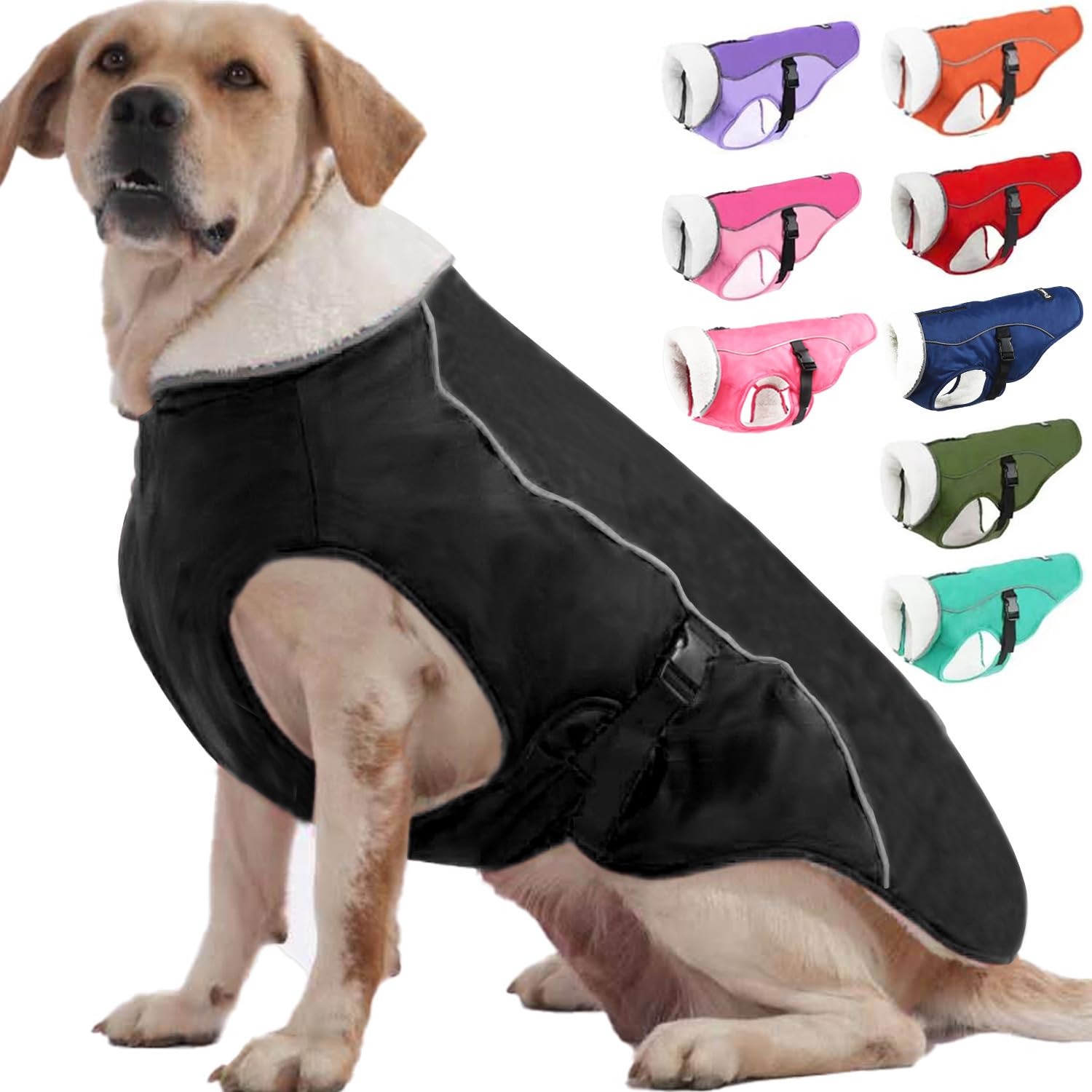 Emust Dog Jacket Winter, Cozy Windproof Dog Jacket For Cold Weather, Solid Color Dog Vests For Winter For Medium Dogs, Black, M