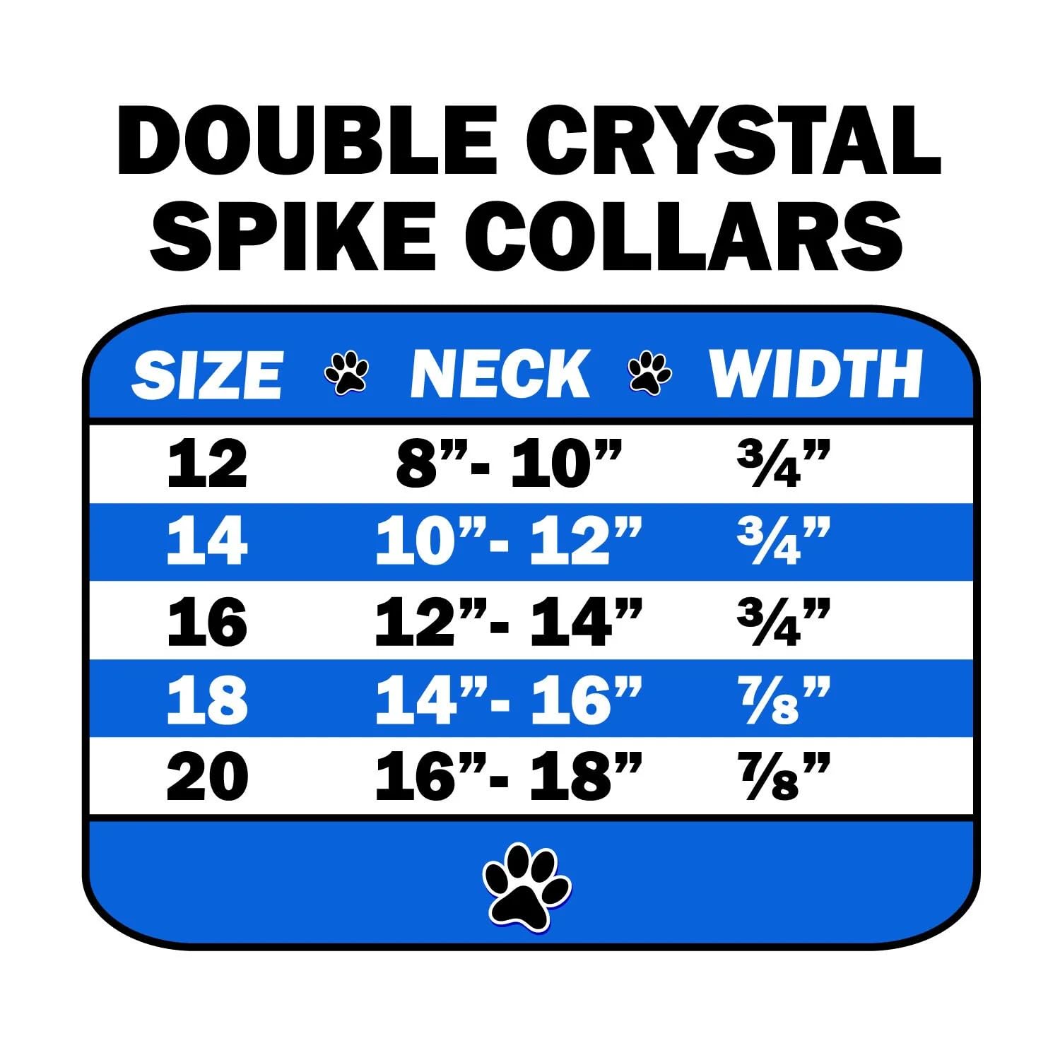 Dog, Puppy and Pet Ice Cream Collar, Double Crystal & Clear Spikes Black 18