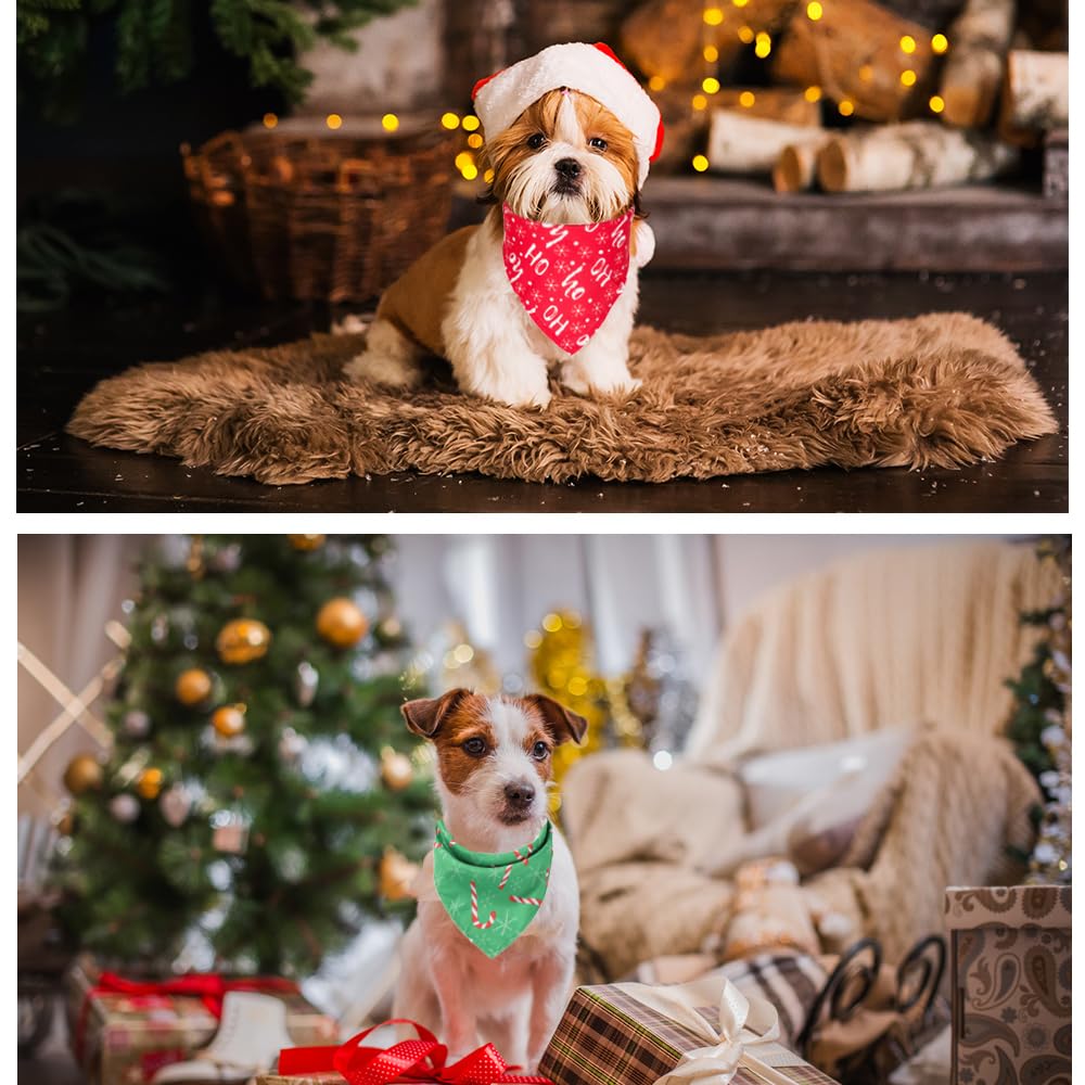 ADOGGYGO 4 Pack Dog Bandana Christmas Dog Scarf Triangle Bibs Kerchief Set Pet Costume Accessories Decoration for Small Dogs Pup