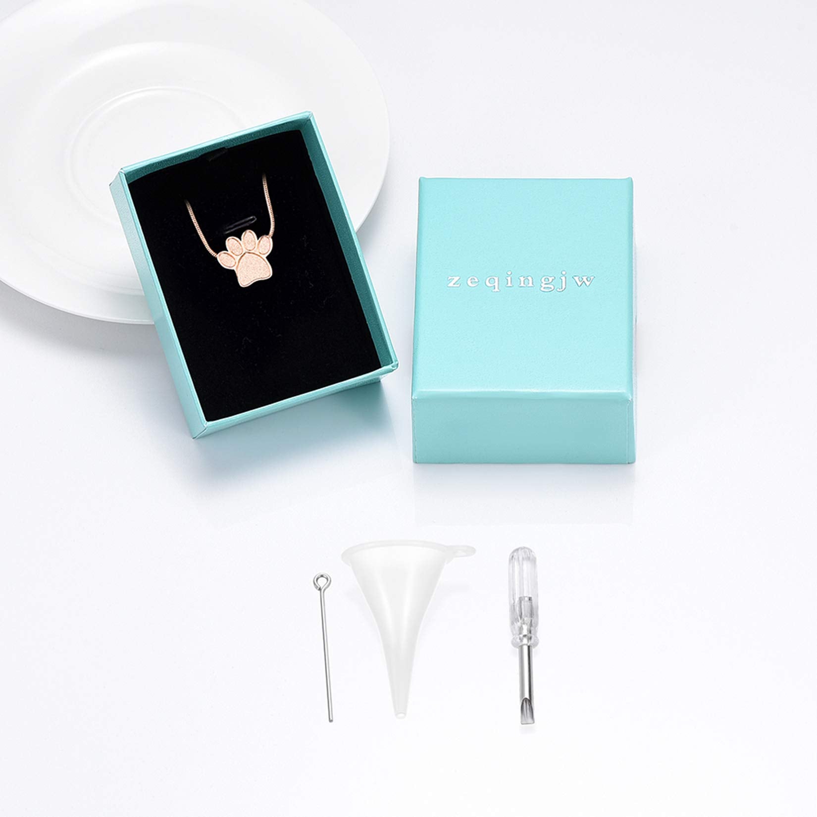 Zeqingjw Pet Cremation Jewelry For Ashes Pendant Paw Print Pet Heart Urn Necklace Memorial Keepsake Jewelry For Pet/Dog'S/Cat'S Ashes (Silver-K)