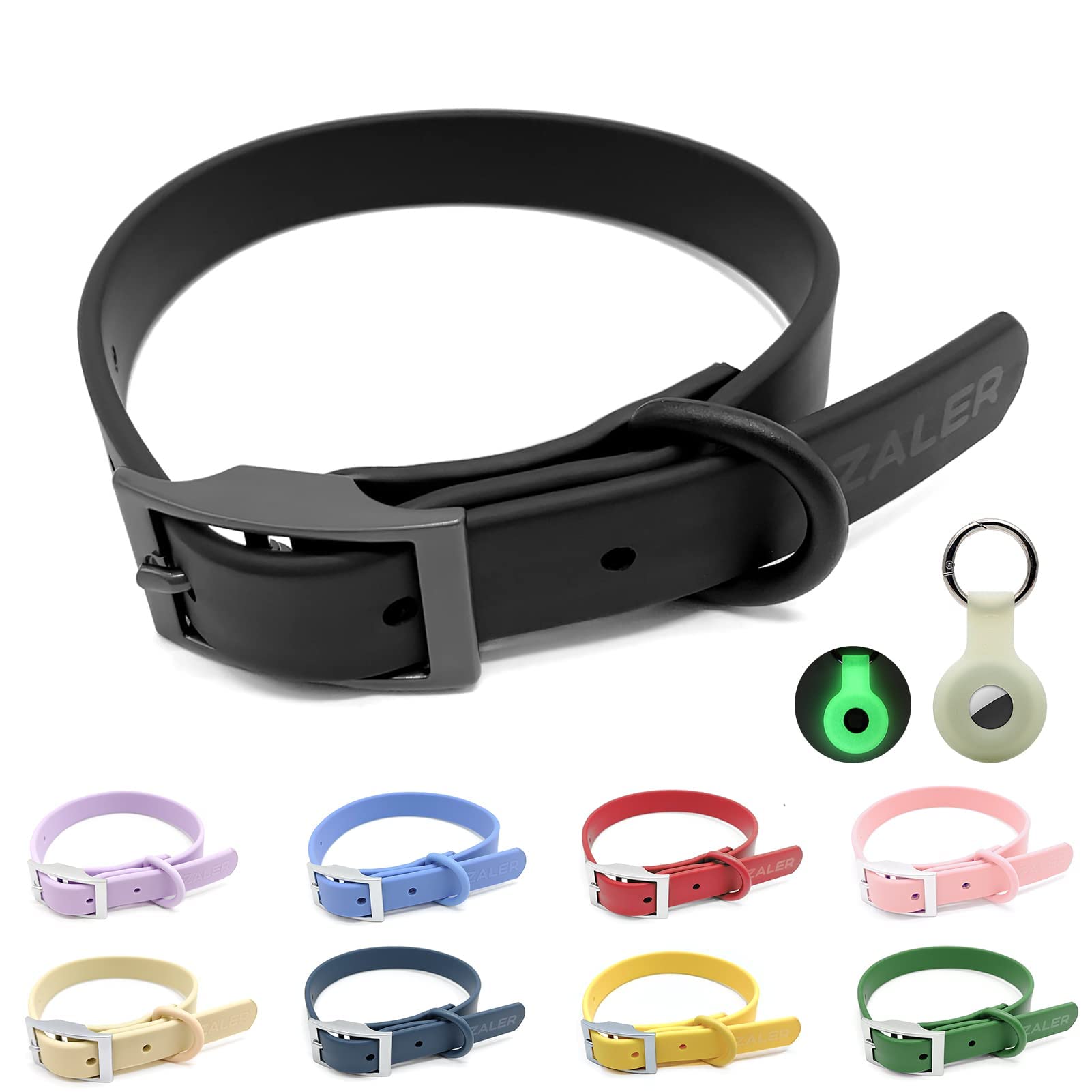 Zaler Waterproof Dog Collar, Adjustable Odor Proof Dog Collars Easy To Clean, Soft Comfortable Pet Collars For Large, Medium Small Dogs (Black, M(Length:11.4''-15.4''; Width:0.75''))