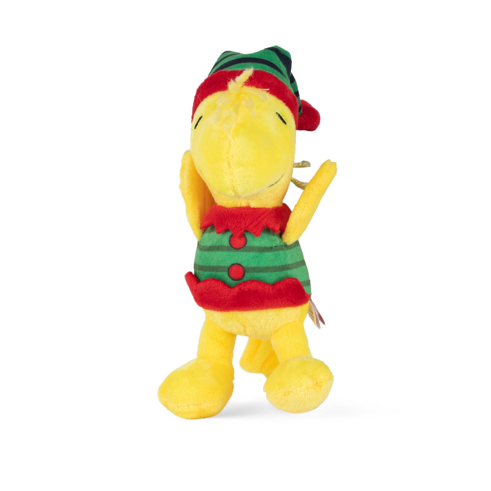 PEANUTS for Pets Comics 6 Holiday Woodstock Plush Elf Dog Toy | Small Squeaky Dog Toy, Yellow Dog Chew Toy | Woodstock Stuffed A