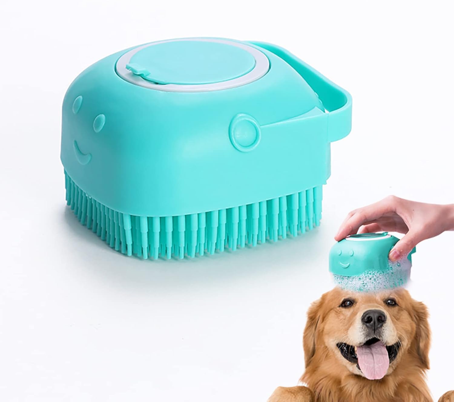 Prosopyare Shampoo Bath Brush, Silicone Bristles Brushes Groomers For Dog, Cats, Rabbit, Scrubber Shampoo Dispenser For Pet Mass