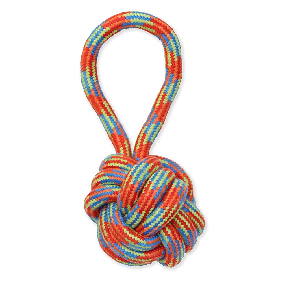 Mammoth Pet Products 25020F Mammoth Flossy Chews Extra Monkey Fist Ball With Handle, Medium, 3.75'', Assorted Multicolor