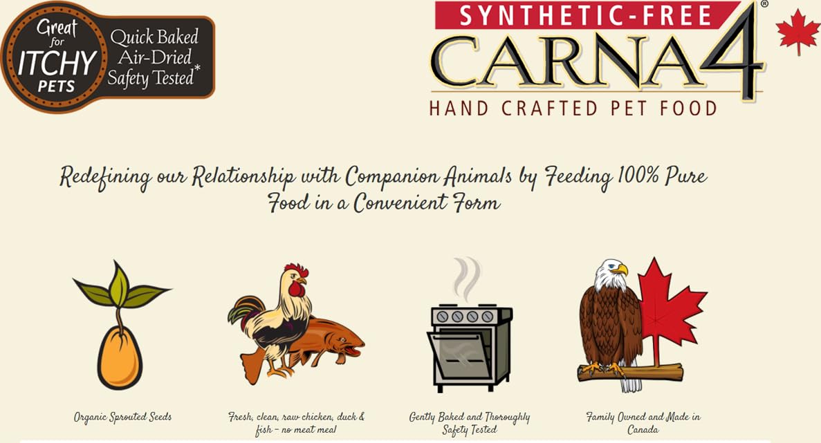 CARNA4 Hand Crafted Dog Food, 22-Pound, Chicken
