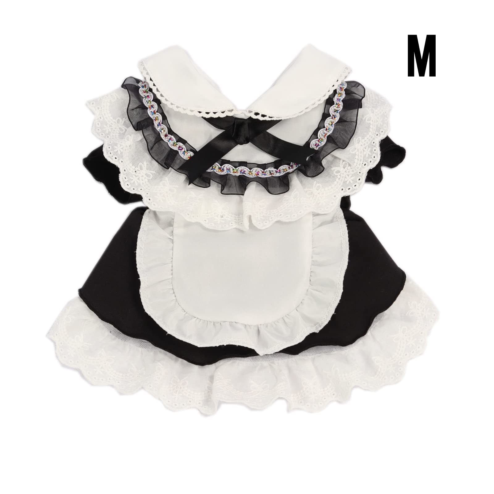 apott Pet Maid Outfit Cat Princess Dresses Adorable Costume with Headwear for Cats Dogs Birthday Party Black M