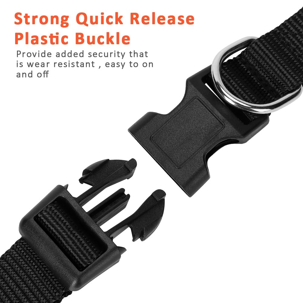 Alainzeo 4 Pack Nylon Dog Collars, Classic Adjustable Pet Dog Collar For Small, Medium And Large Dogs, M(Black, Blue, Red, Purpl