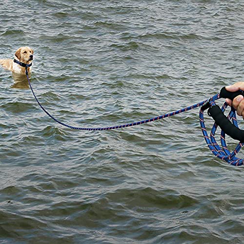 Plutus Pet Long Rope Dog Leash, With Comfortable Padded Handle, Reflective Nylon Heavy Duty Rope Leash, 15Ft 20Ft 30Ft 50Ft 66Ft Dog Training Leash For Small Medium Large Dogs (66Ft, Navy Blue)