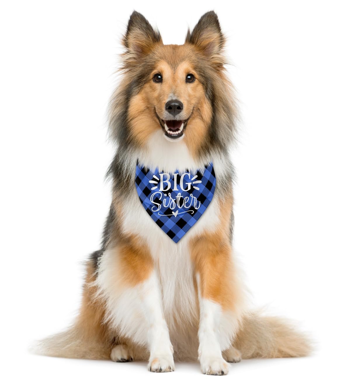 Big Sister Buffalo Plaid Dog Bandana - Plaid Pet Scarf Accessories For Small, Medium, Large Dogs - Baby Announcement Gift