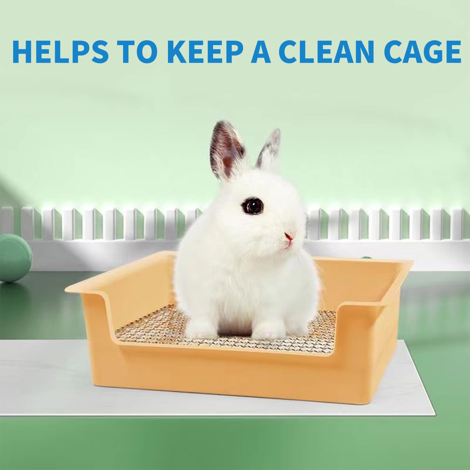 Podoo Steel Grids Rabbit Litter Box - Bunny Litter Pan Training Box, 15X11X4.7 Inches, 1Cm Holes Steel Mesh For Small Animals, O