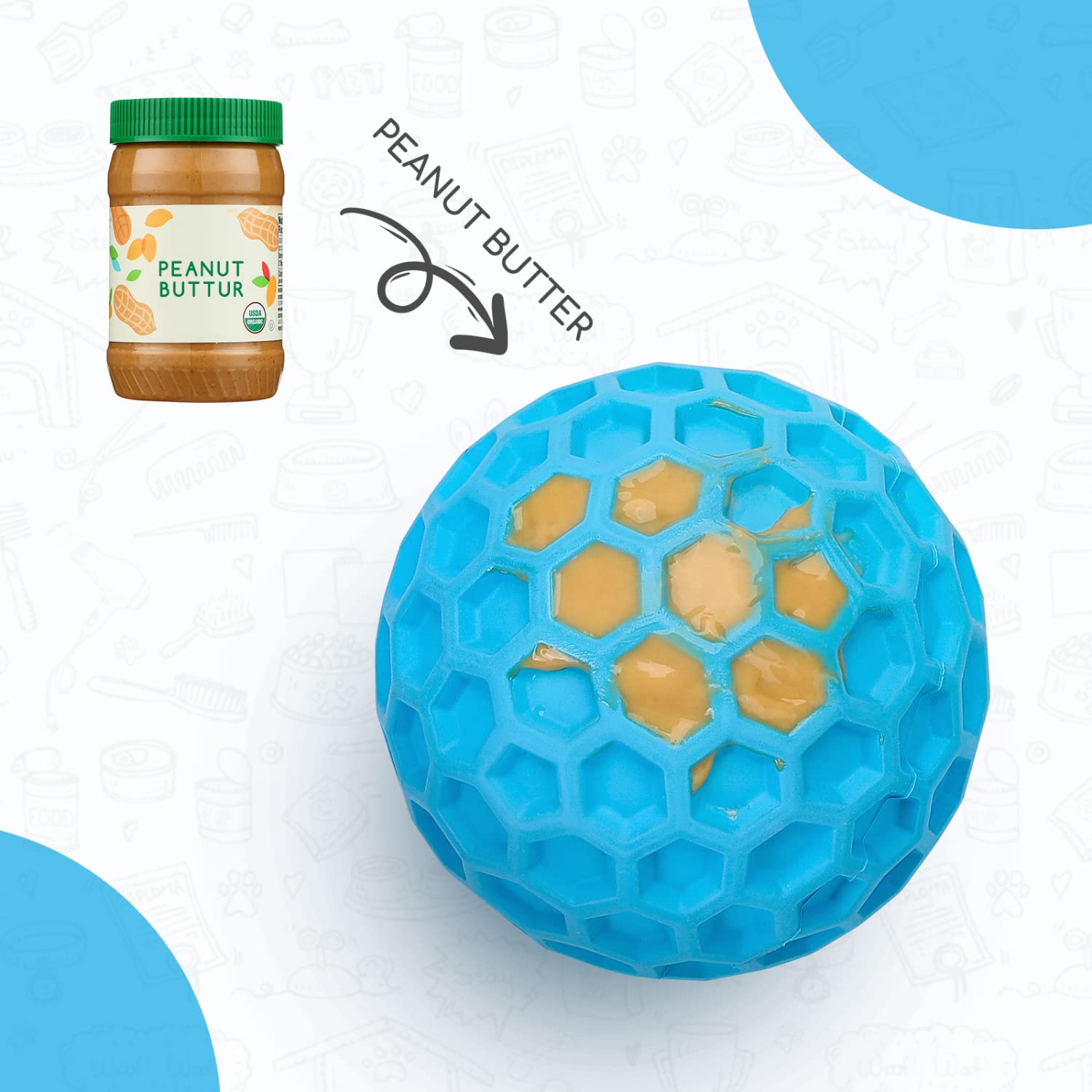 Nobleza Squeaky Dog Ball, Durable Bouncy Floatable Dog Balls For Chewing And Teeth Cleaning, Interactive Natural Rubber Lightweight Dog Toy Ball For Small And Medium Dogs, 3.15 In, Blue