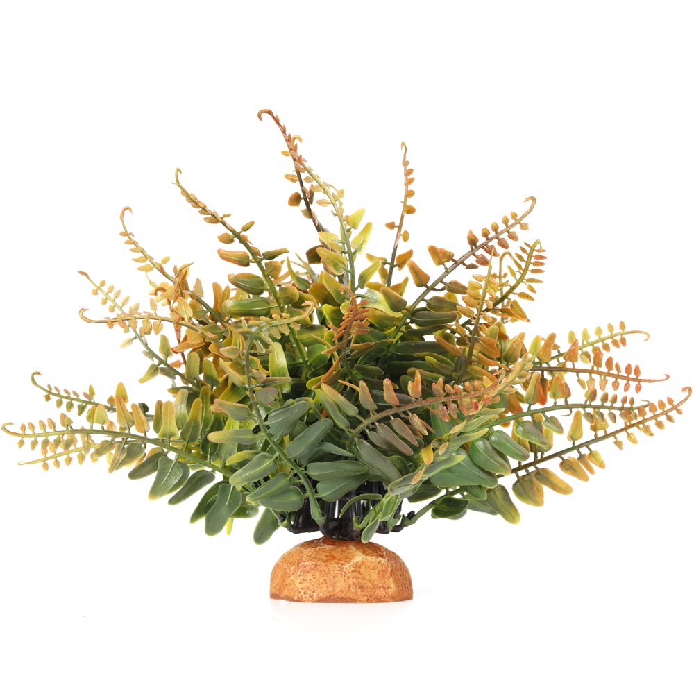 WOLEDOE Fake Fall Colors Boston Fern, Reptile Plants for Terrarium, Amphibian Tank Accessories Habitat Decor fit Crested Gecko L