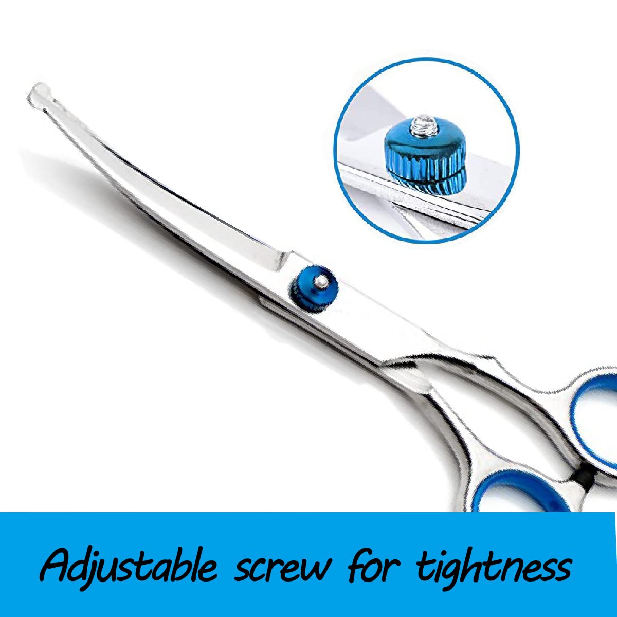 Curved Dog Grooming Scissors,Pet Hair Scissors with Safety Round Tips, Heavy Duty Titanium Stainless Steel, Professional Dogs Ca