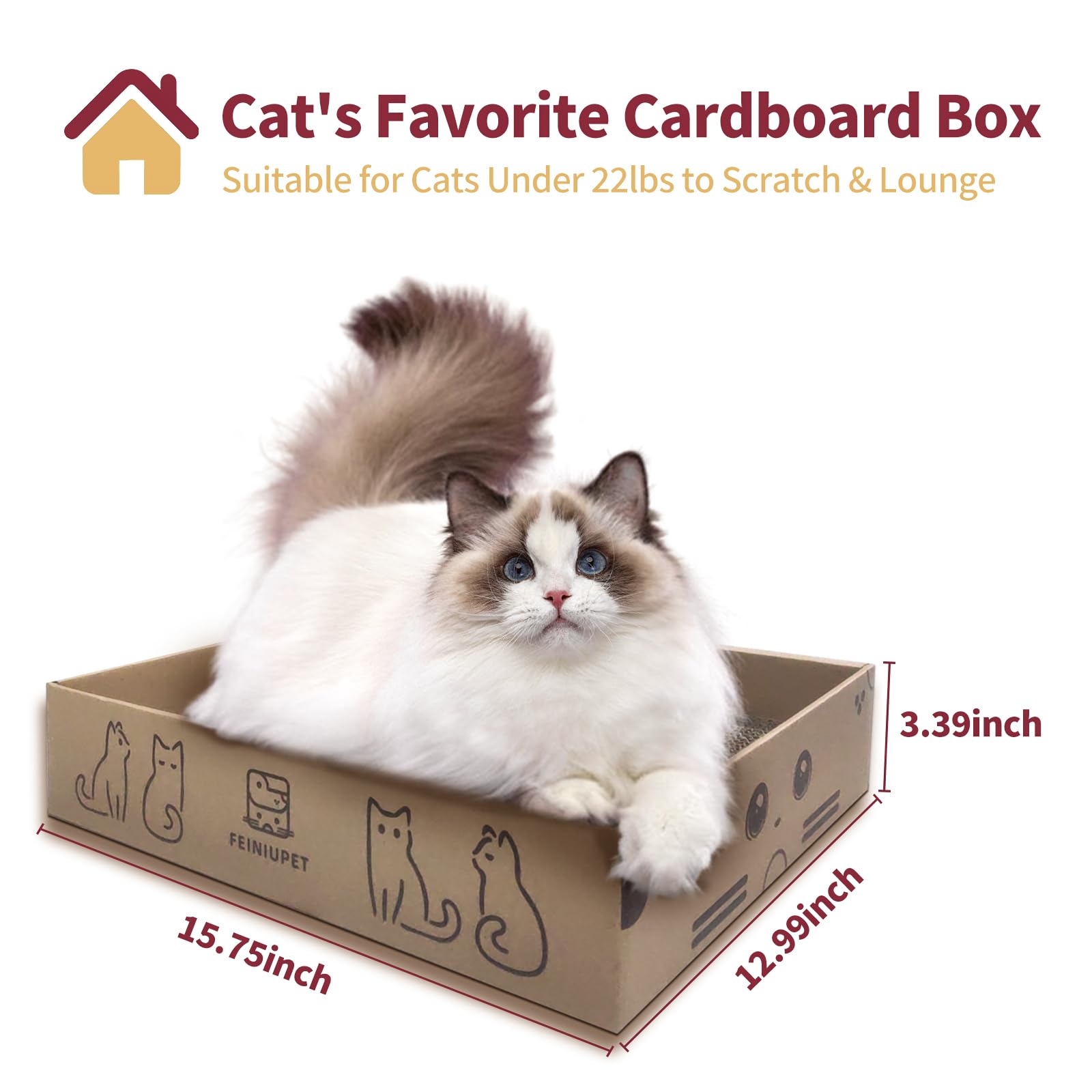 Feiniupet Cat Scratching Board Set (3-Pack) - Durable & Eco-Friendly Cat Scratcher Pads For Indoor Cats, Double-Sided Corrugated