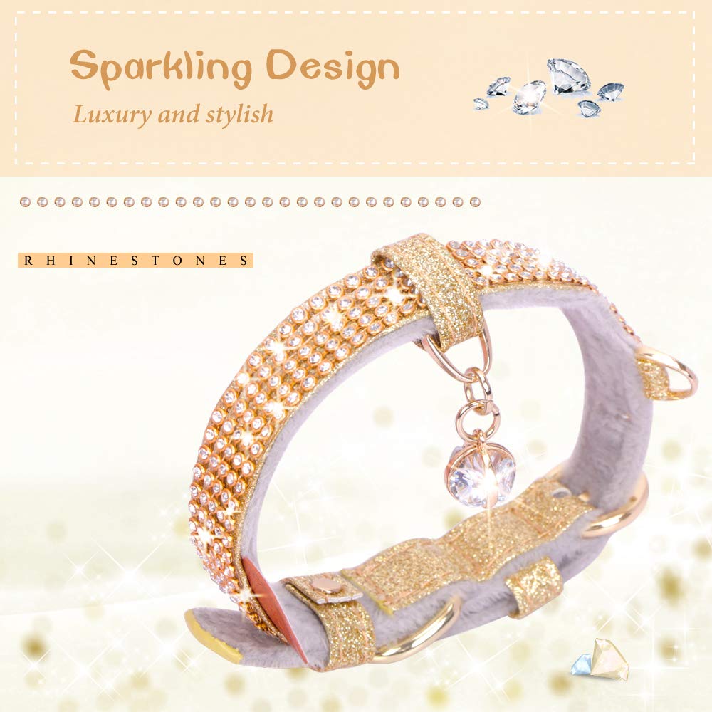 Petshome Cat Collar, Dog Collar, [Bling Rhinestones] Premium Pu Leather With Pendant Adjustable Collars For Small To Medium Dog