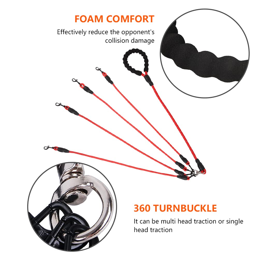 Four Dog Training Leash - Comfortable Double Leash With Reflective, 360 Swivel No Tangle For Large Medium Small Dogs (Red, Four