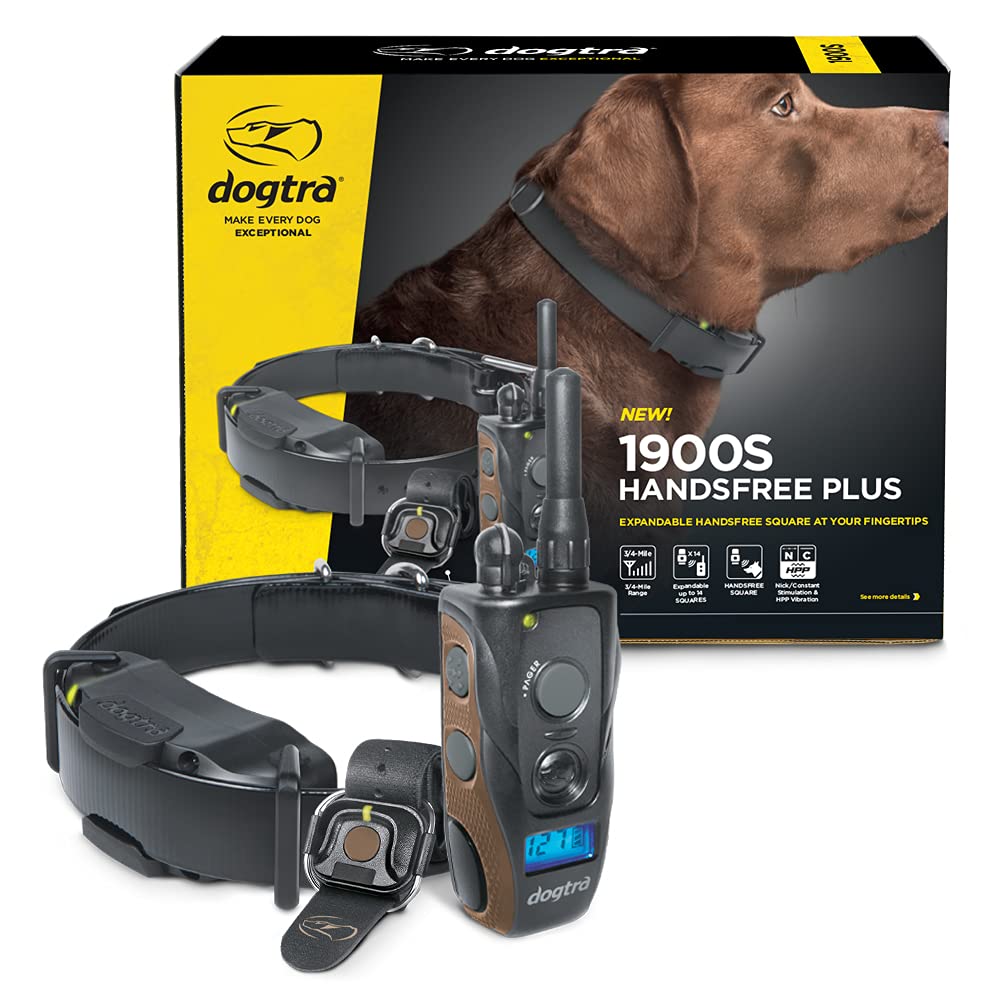 Dogtra 1900S Handsfree Plus Remote Dog Training E-Collar With Expandable Handsfree Square For Discreet Control Ergonomic Rechargeable 3/4-Mile Range Waterproof High-Output