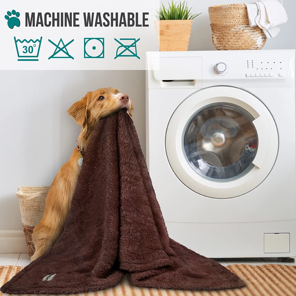 Petami Fluffy Dog Blanket For Medium Large Dog, Pet Blanket For Bed, Sherpa Furniture Couch Cover Protector, Soft Fleece Cat Sofa Throw, Shag Plush Reversible Washable For Puppy Kitten, Brown 40X60