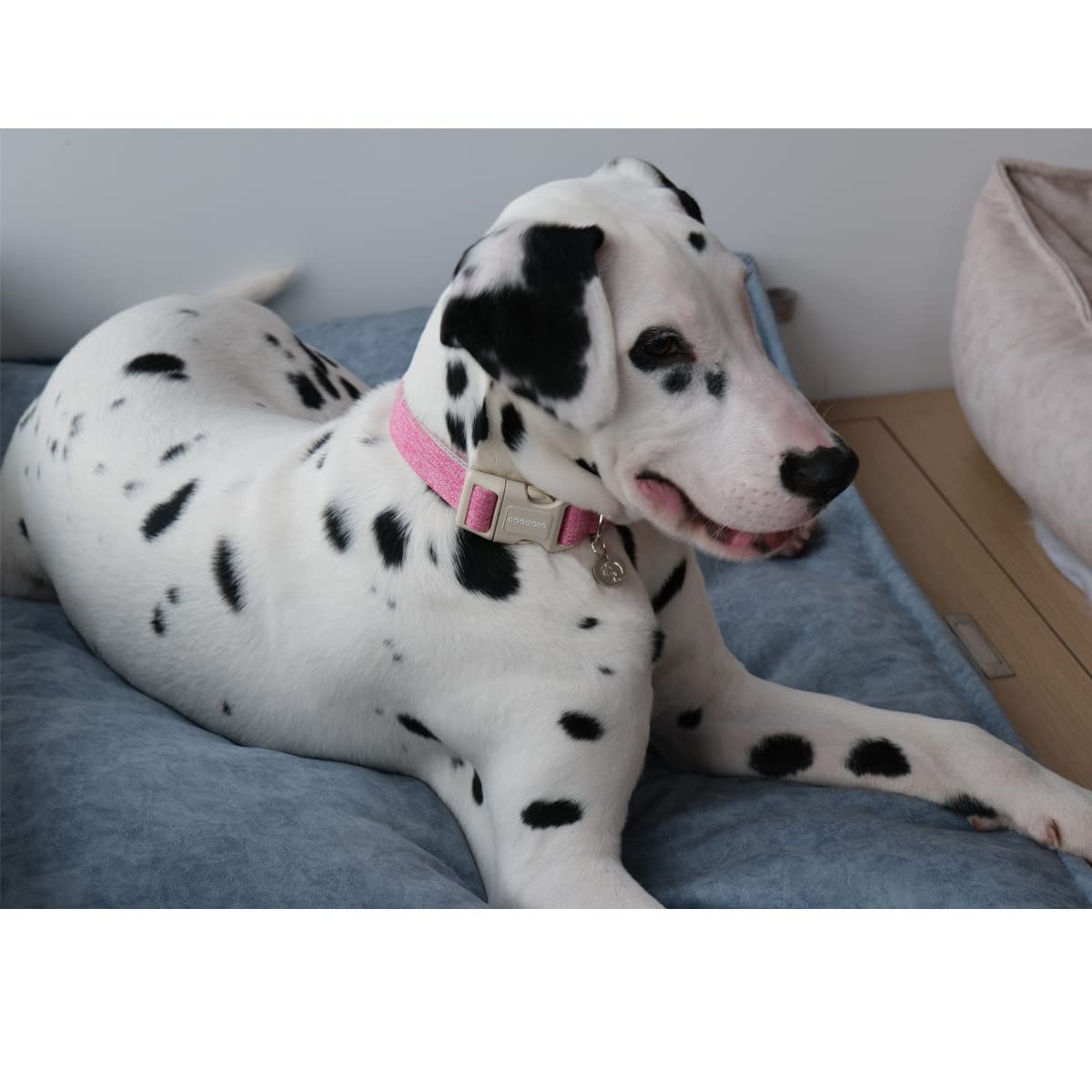 Dogwong Cotton Hemp Dog Collar, Heavy-Duty Pink Adjustable Soft Fabric Wedding Puppy Necklace For Small To Large Dogs