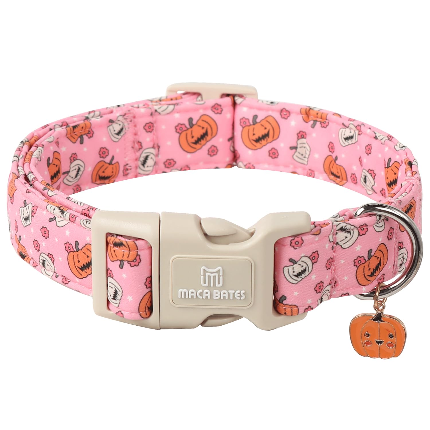 Maca Bates Halloween Pink Cute Pumpkin Dog Collar Puppy Collars Durable Comfortable Adjustable Birthday Gift For Xs Small Medium