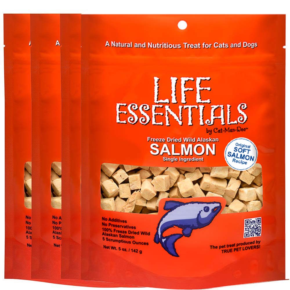 LIFE ESSENTIALS BY CAT-MAN-DOO All Natural Freeze Dried Wild Alaskan Salmon Treats for Cats & Dogs - Single Ingredient Grain Fre