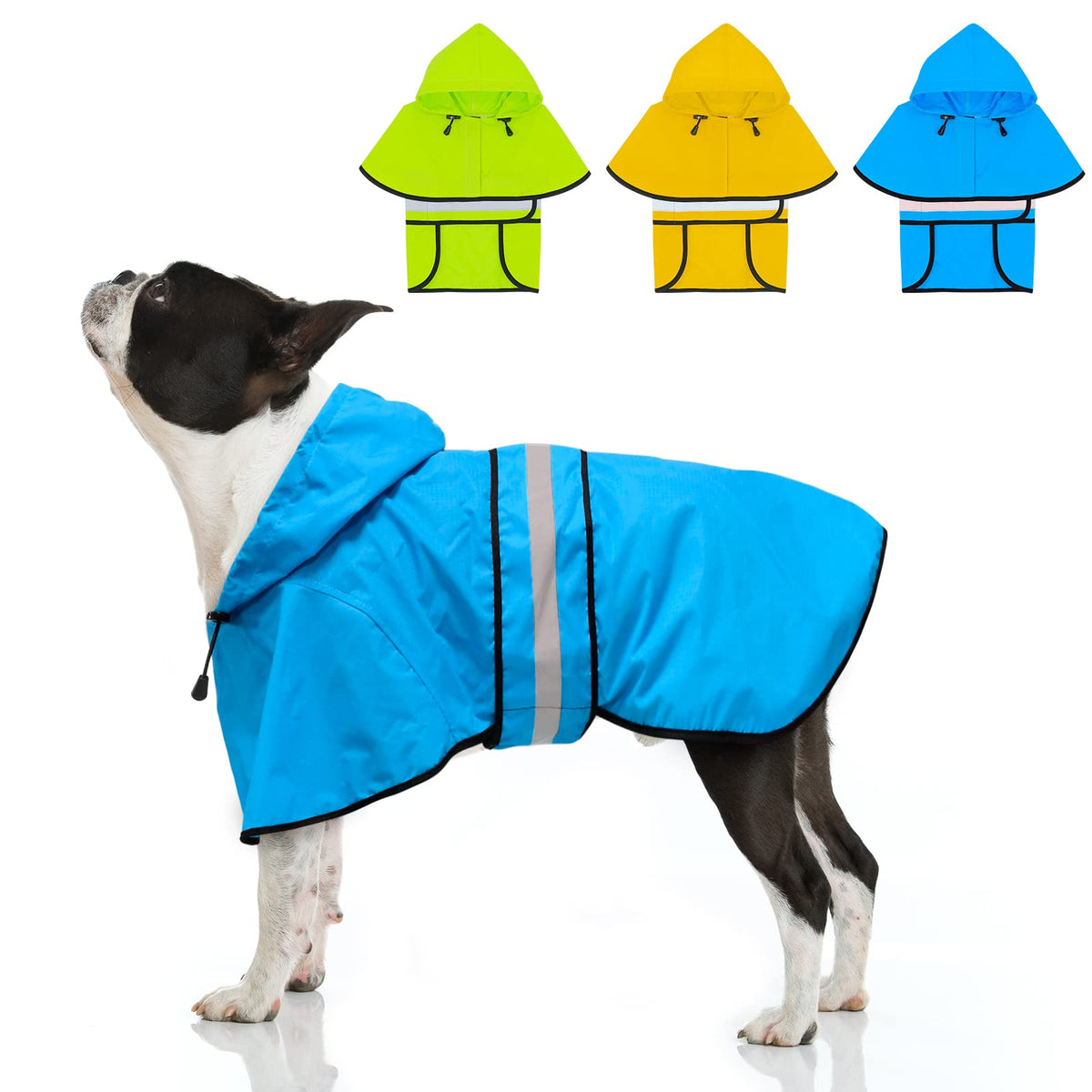 Dolitego Dog Raincoat - Reflective Dog Rain Coat, Waterproof Dog Jacket, Adjustable Dog Rain Jacket With Hoodie, Lightweight Dog Poncho Slicker For Small Medium Large Dogs (Small, Blue)