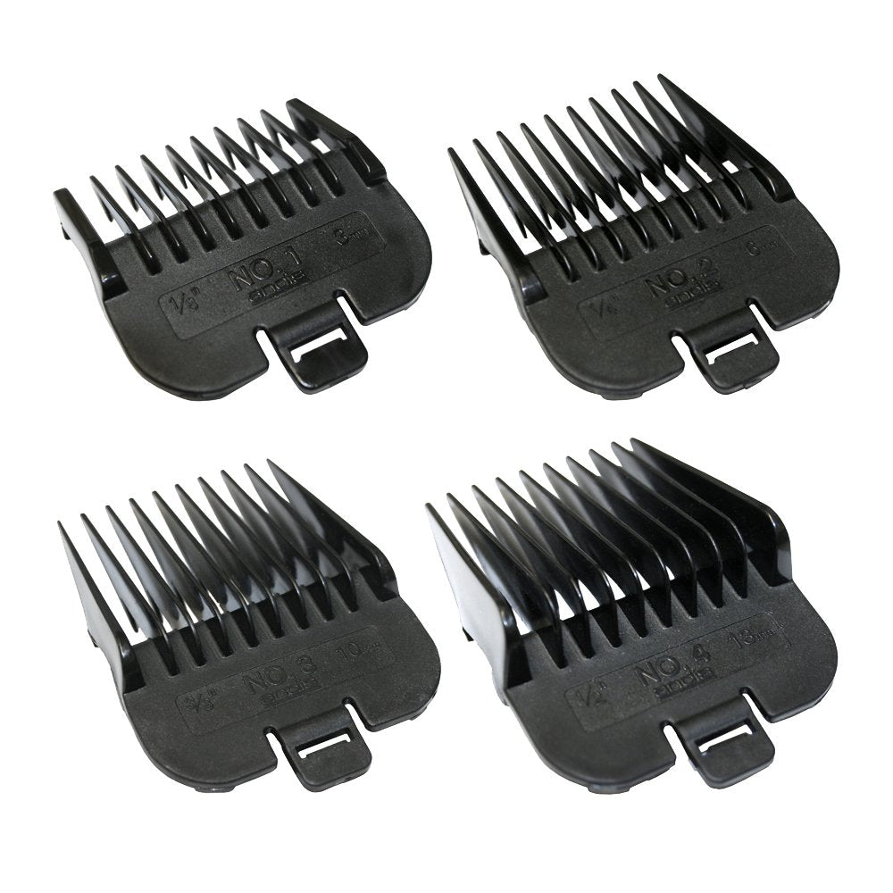 TRIXIE Andis 4 Piece Animal Comb Set - Stainless Steel, Black, Sizes: 1/8" to 1/2", Model 21318, Pack of 4