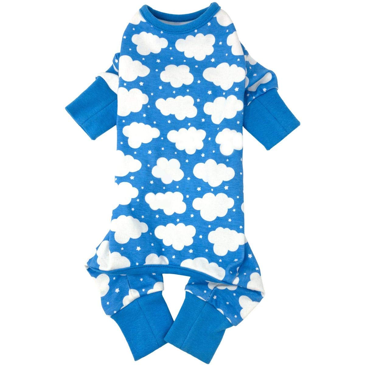 DOGGIE DESIGN CuddlePup Dog Pajamas - Fluffy Clouds (Small, Blue)