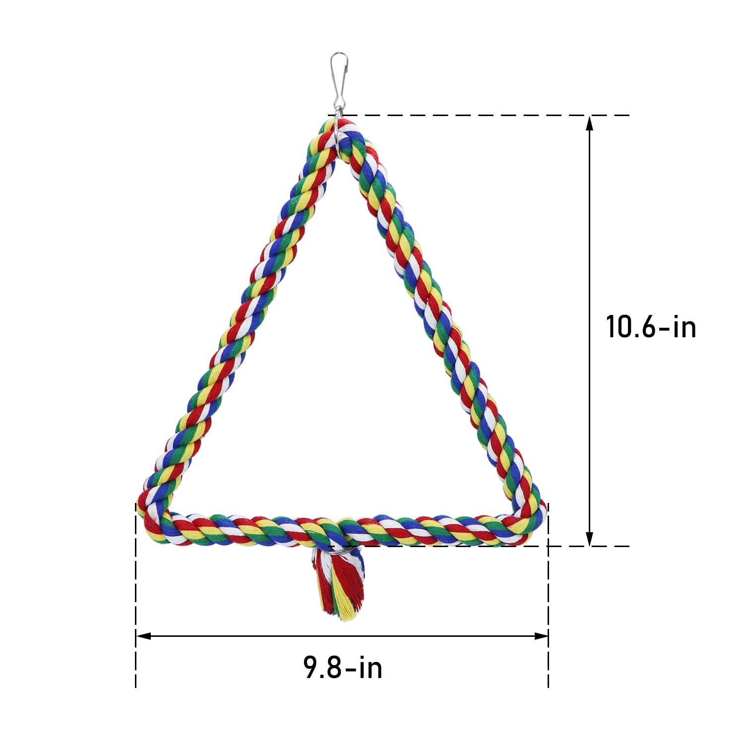 Bird Triangle Rope Swing Colorful Perch Chewing Toy For Parrots Budgie Parakeet Cockatiel Cockatoo (M)