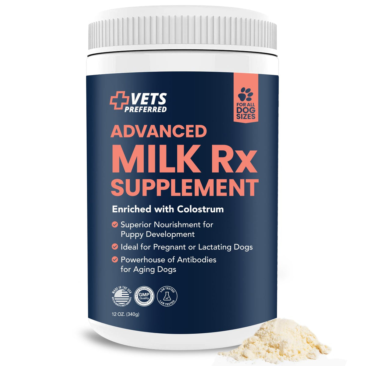 Vets Preferred Puppy Milk Replacement Formula - Dog Milk Replacer Powder Supplement For Pregnant, Lactating, Aging Dogs - Enrich