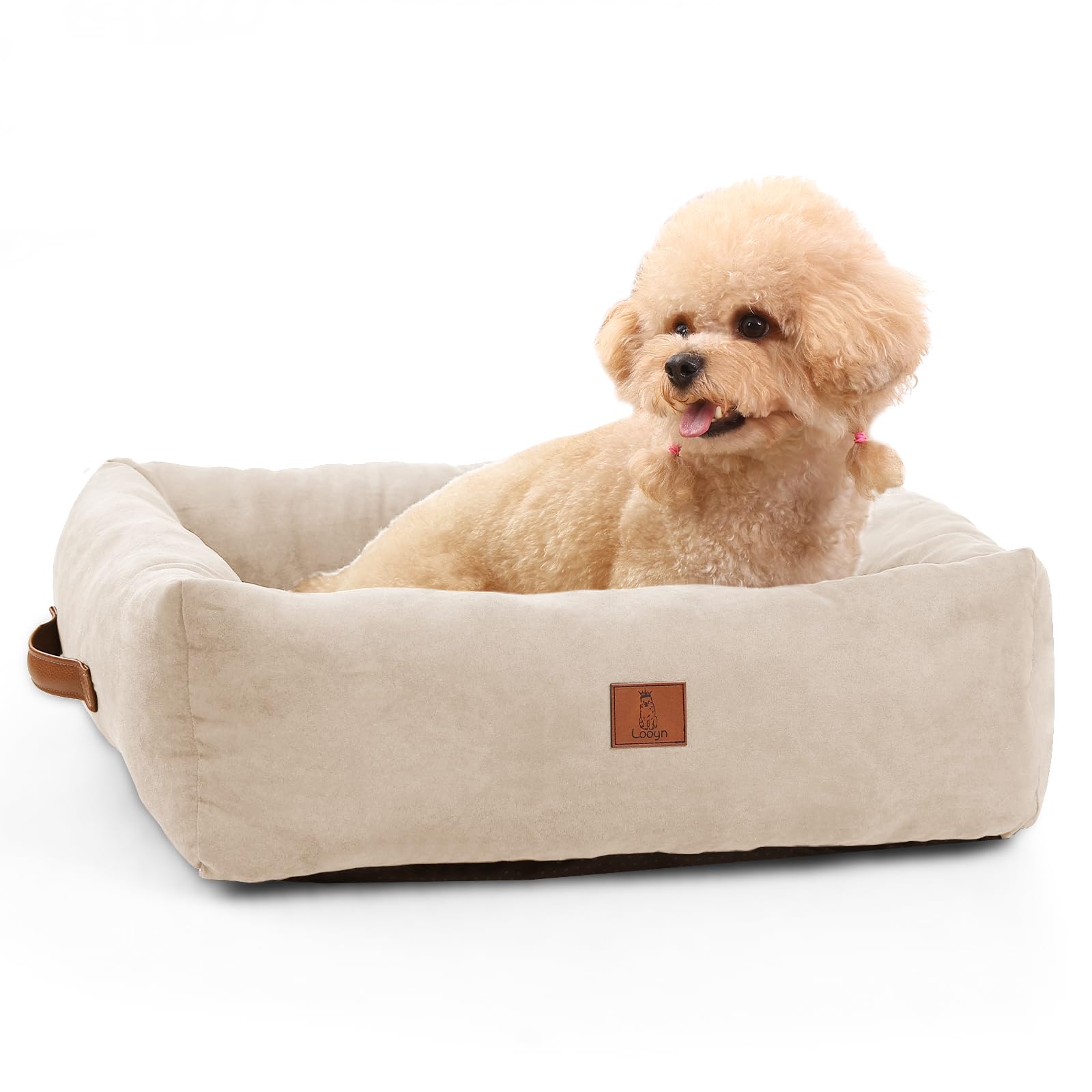Looyn 25In Dog Bed For Small Medium Sized Dogs - Washable Rectangle Puppy Bed For Indoor, Cozy Pet Bed With Support Pillow & Non