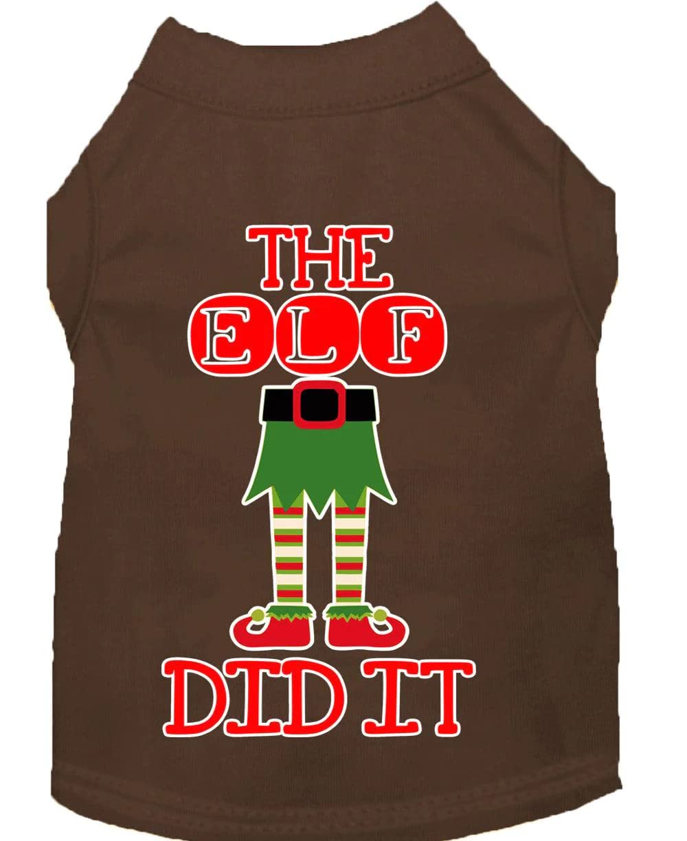 Christmas Pet Dog & Cat Shirt Screen Printed, &quot;The Elf Did It&quot; Light Pink SM (3-6 lbs.)