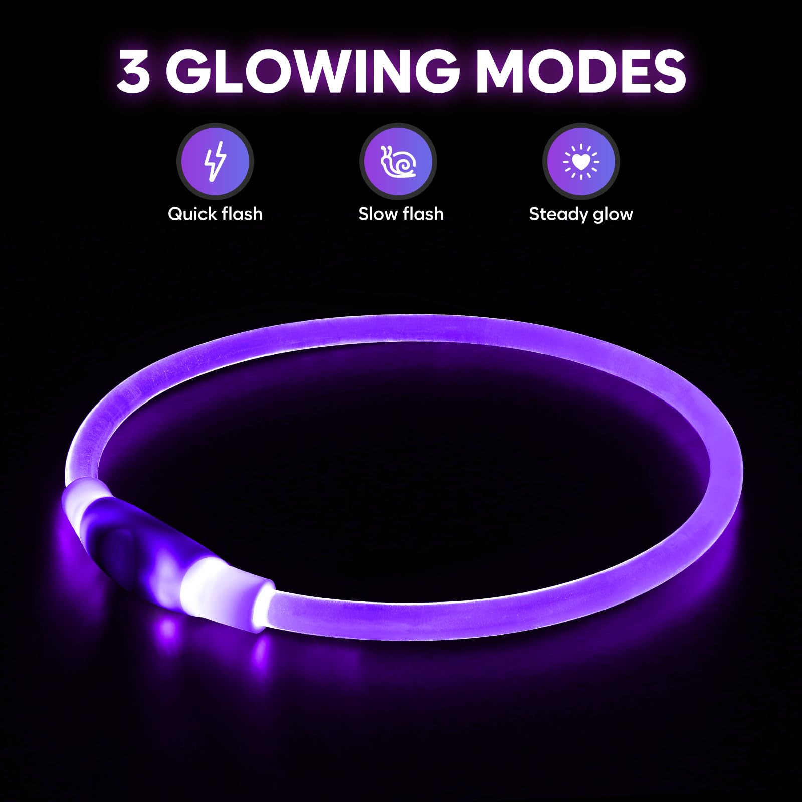 Higo Light Up Dog Collar, Led Dog Collar For Night Safety With 3 Modes, Type-C Rechargeable & Adjustable Tpu Material For Small