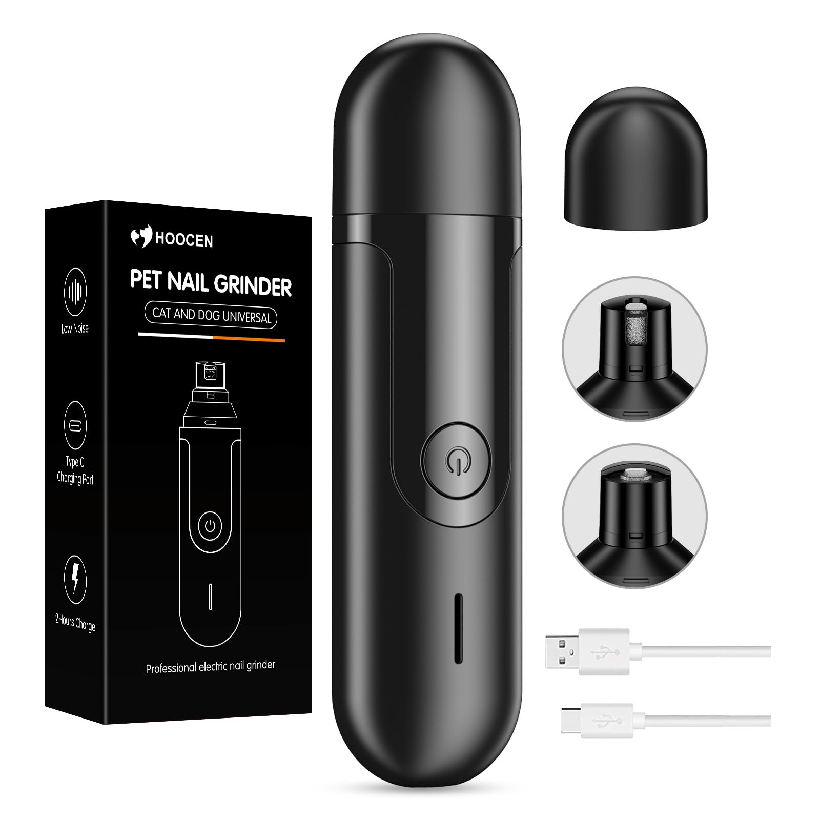 HOOCEN Dog Nail Grinder, Quiet and Low-Vibration Dog Nail Trimmers for Large Dogs, Medium, Small Dogs Cats Pets, Upgrade Profess