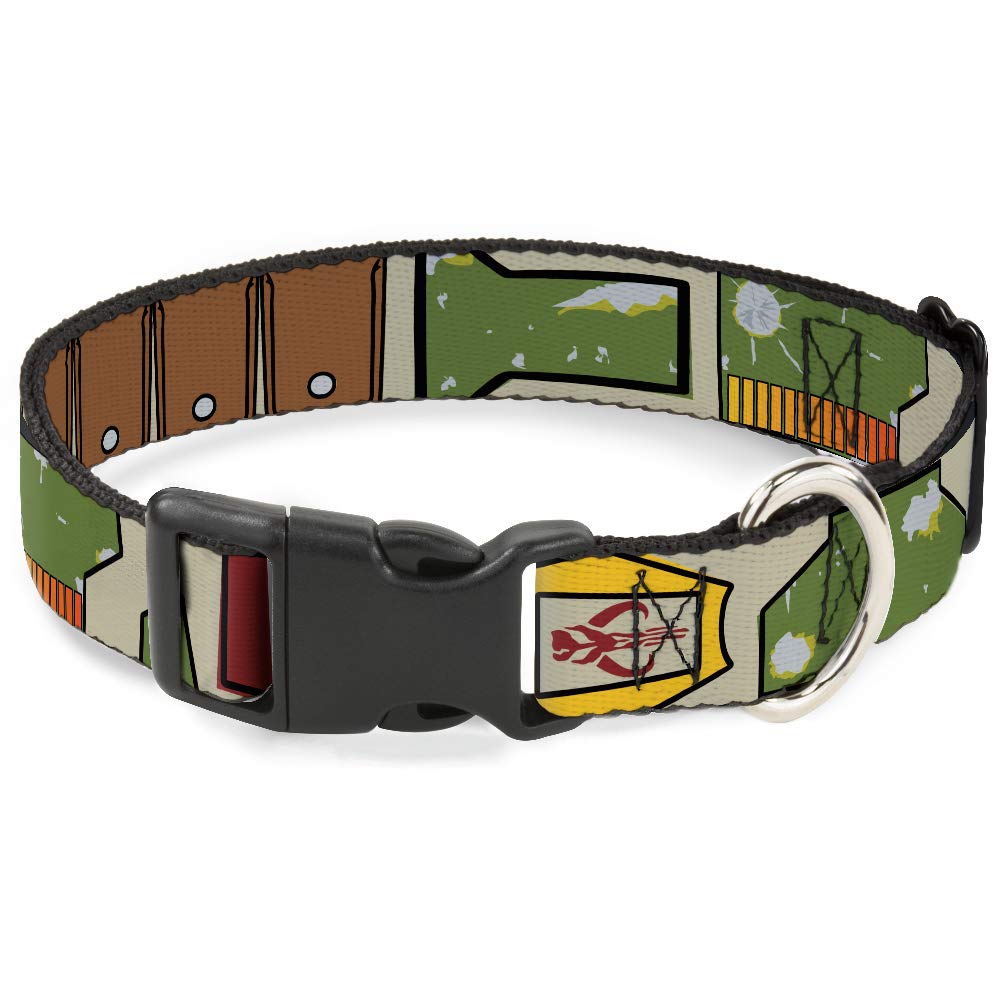 Star Wars Pet Collar, Dog Collar Plastic Buckle, Star Wars Boba Fett Utility Belt Bounding Tan, 20 To 31 Inches 1.5 Inch Wide