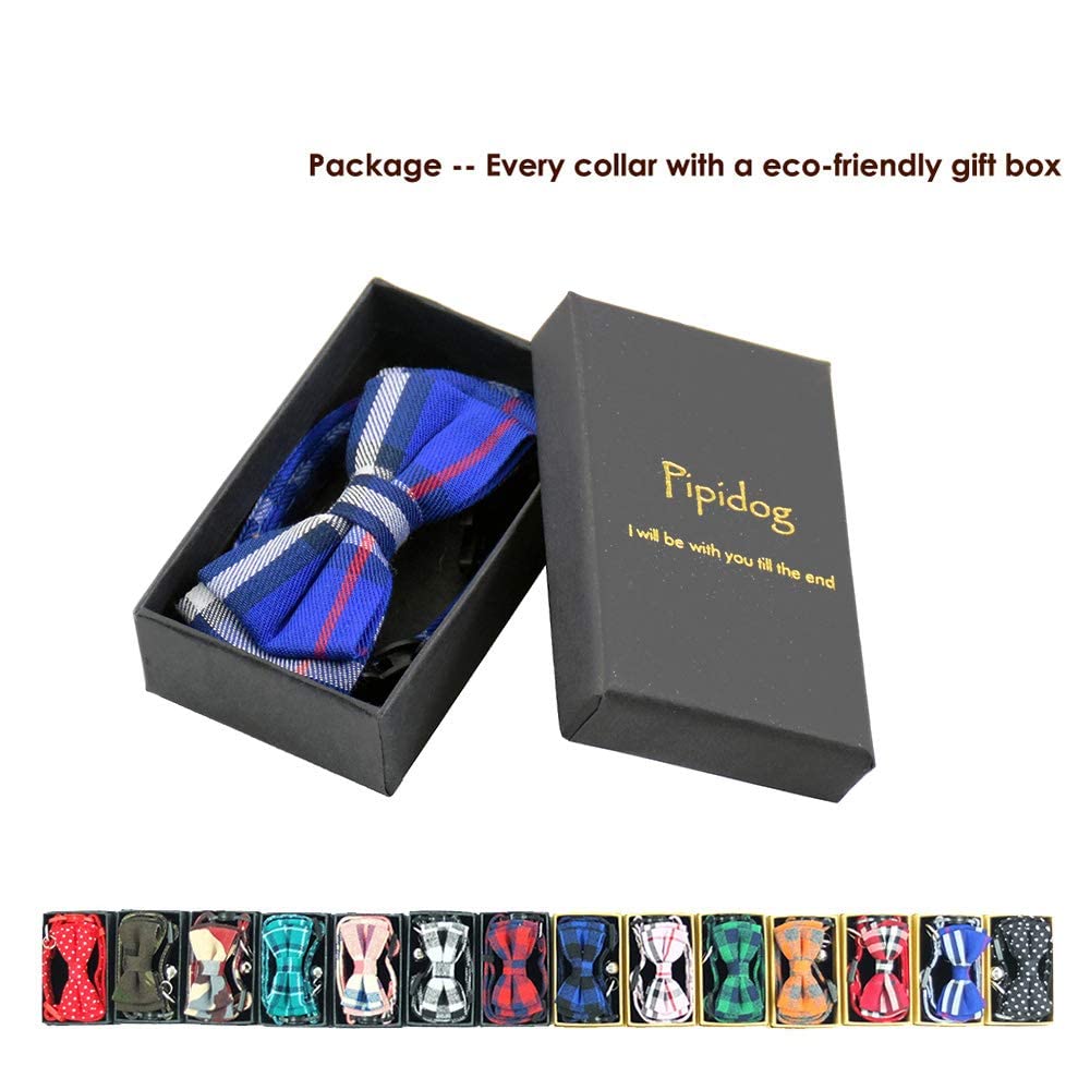 Cat Collar Breakaway With Bell And Bow Tie, Plaid Design Adjustable Safety Kitty Kitten Collars(6.8-10.8In) (Blue Plaid 1)
