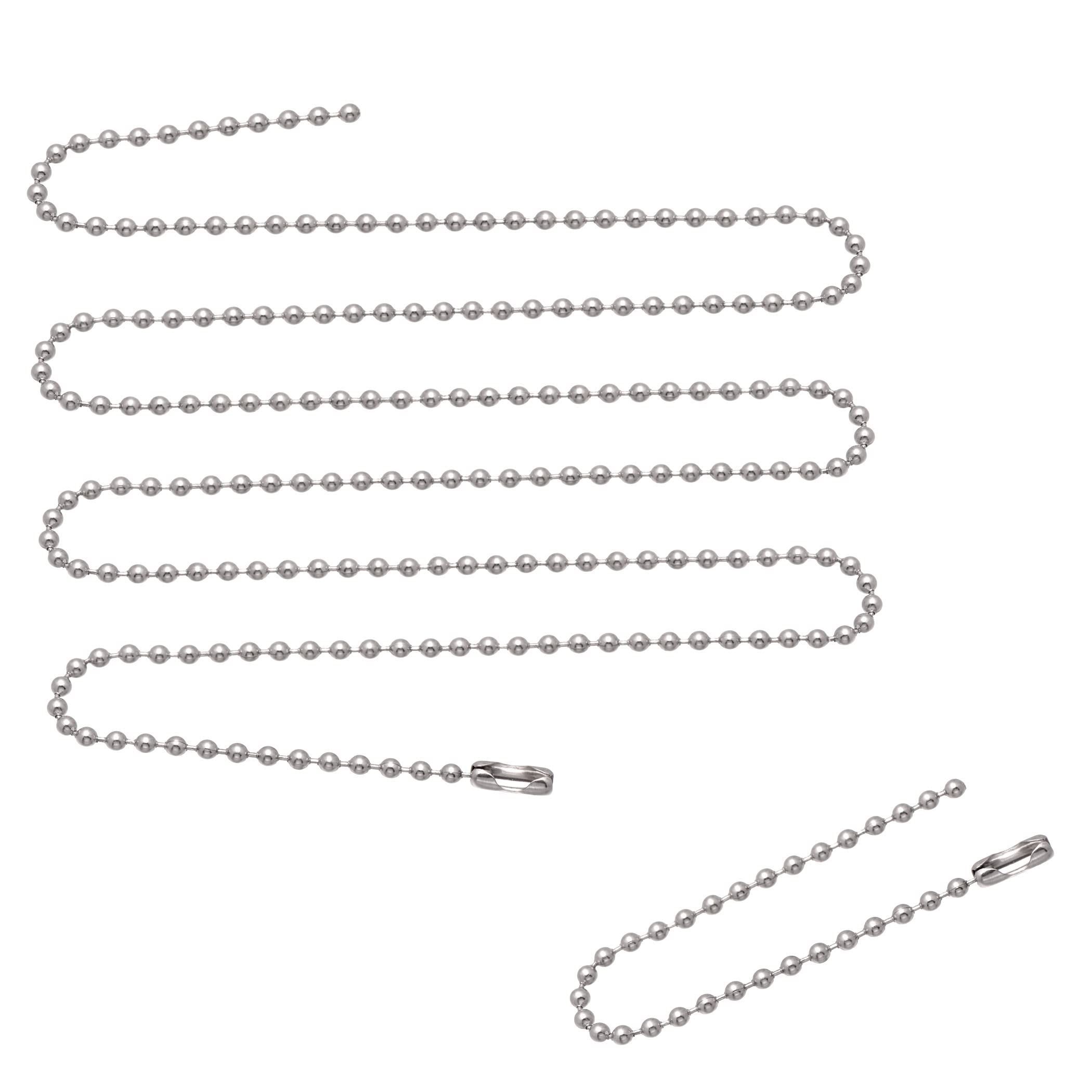 Paialco 2.4 Mm Small Stainless Steel Dogtags Necklaces Chain For Men Military Costume, 27' & 4.5' Set